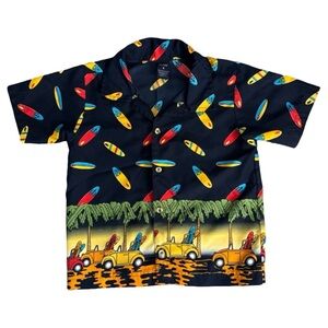 Class Club Vintage Surfboard Print Shirt - Navy Blue and Red